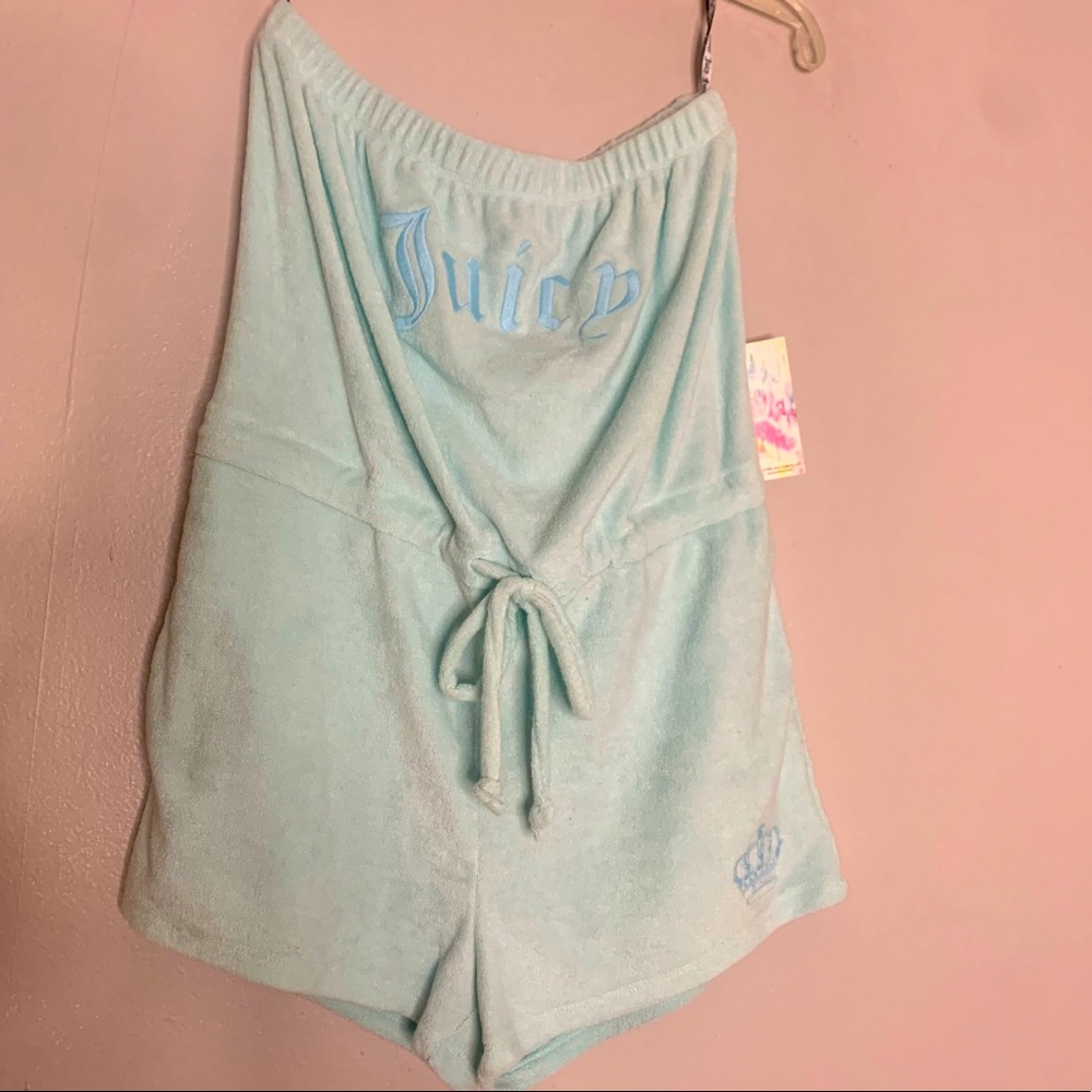 Juicy Couture Light Blue Terry Cloth Romper